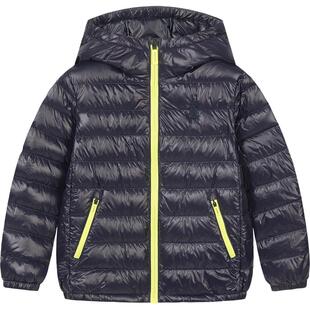 暇步士童装儿童轻薄羽25冬季新款男童休闲连帽羽绒服女童保暖外套