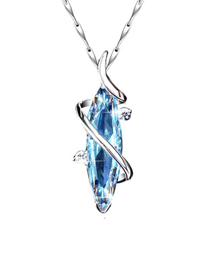 999足银/蓝水晶/纯银项链