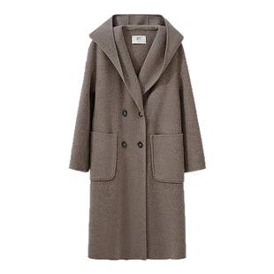 【商场同款】HPLY荷比俪冬季新款女斗篷式翻领连帽宽松长大衣