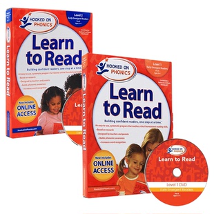 现货 英文原版 Hooked on Phonics Learn to Read - Levels 1&2 Complete Pre-K Ages 3-4 带DVD 美国自然拼读法教材 迷上语音