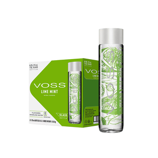 VOSS芙丝挪威进口气泡水饮料0糖0卡苏打水375ml*12瓶高端玻璃瓶