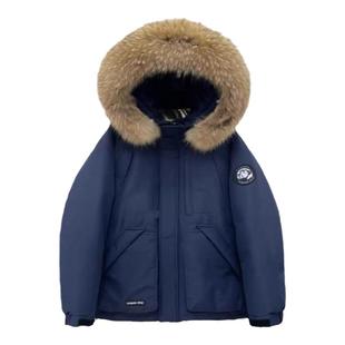 2025冬季短款新款毛领羽绒服女宽松加厚白鸭绒派克小个子工装外套