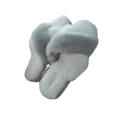 可外穿奢华兔绒时尚拖鞋