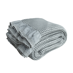 日式简约华夫格纯棉外贸床单单件单双人卧室全棉盖毯三件套毛巾被