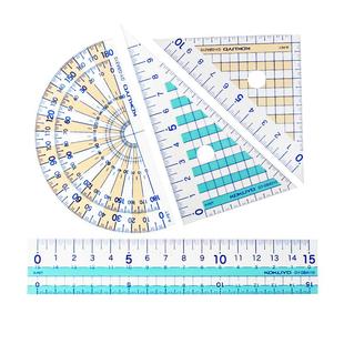 日本国誉学生直尺量角器三角尺套装 不易折断柔韧性好学生数学文具左右手通用小中考文具套装尺子开学季文具