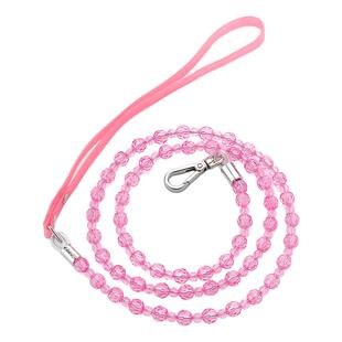 宠物水晶钢丝串珠牵引绳狗狗猫咪通用遛狗绳遛猫绳中小型猫犬粉色