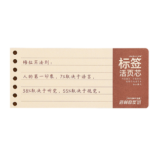 索引式标签活页芯b5便签本横线方格备忘计划本a5错题本英语记单词可拆卸无粘性便条纸道林活页本便签索引页