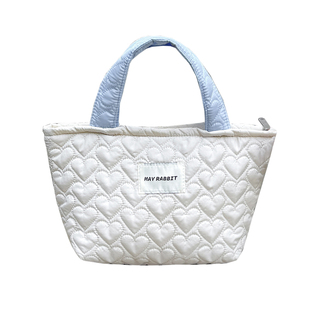 七公主的口袋 ins撞色手提包刺绣爱心便当包大容量双层拉链妈咪包