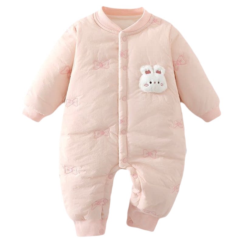 【夹棉150g 4-15度】新款婴儿连体衣A类保暖棉服宝宝外出服棉服萌