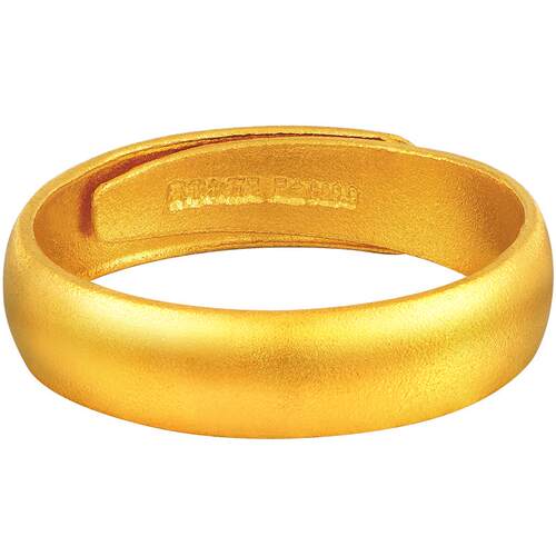 赛菲尔传世金黄金素圈古法戒指足金999.9金情侣对戒求婚戒子送礼