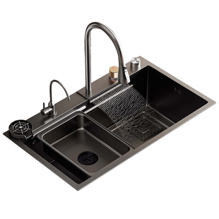 JOMOW水槽加厚大单槽飞雨瀑布洗菜盆304不锈钢厨房洗碗水池JMW073