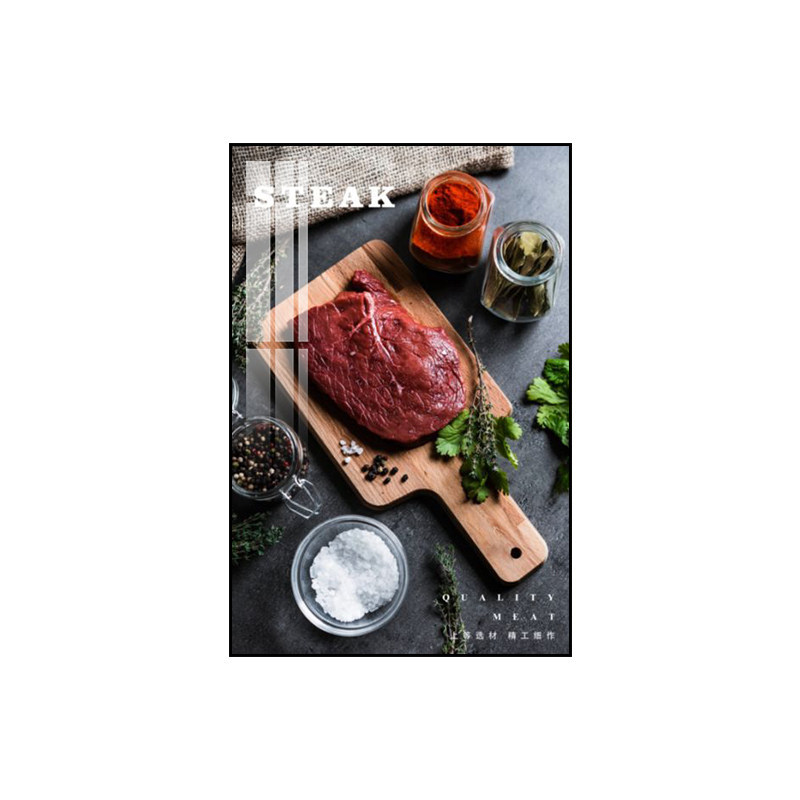 西餐厅装饰画炭火烧烤店牛排壁画法式私房菜馆美食战斧牛扒挂画