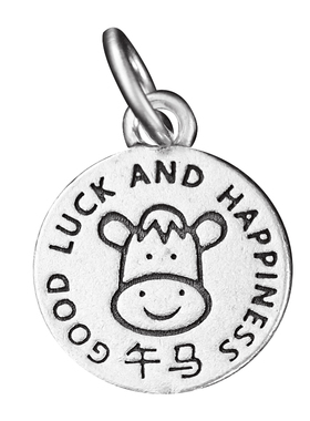 足银999平安喜乐圆牌挂坠生肖小吊坠纯银项链锁骨链银饰挂坠手工