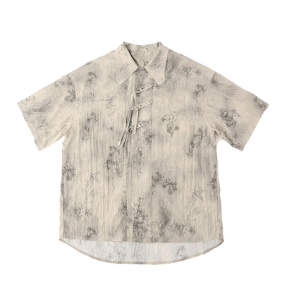 宽松版型森系新中式短袖衬衫