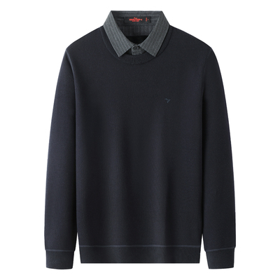 柒牌加绒假两件保暖针织衫