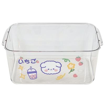 透明桌面收纳盒带盖子可叠加