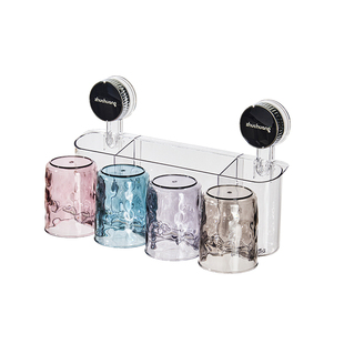 吸盘牙刷置物架壁挂式免打孔牙刷架新款卫生间刷牙杯漱口杯架子