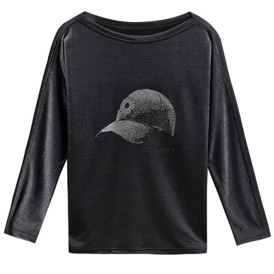 欧货新款长袖T恤宽松洋气