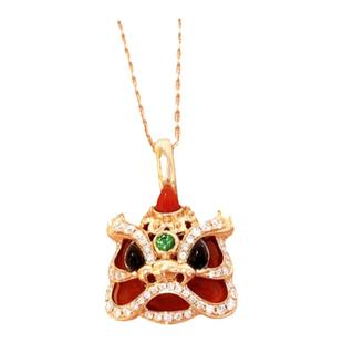 会馆JEWELRY醒狮项链纯银镀黄金色 故宫文化本命年女黄狮子闹春潮