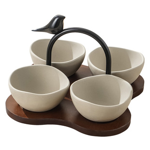 中古风粗陶干果盘茶几坚果盘分格零食盘瓜子盘托盘客厅果盒茶点盘