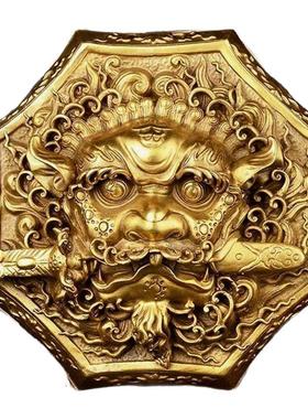 纯铜八卦狮咬剑对门狮子牌