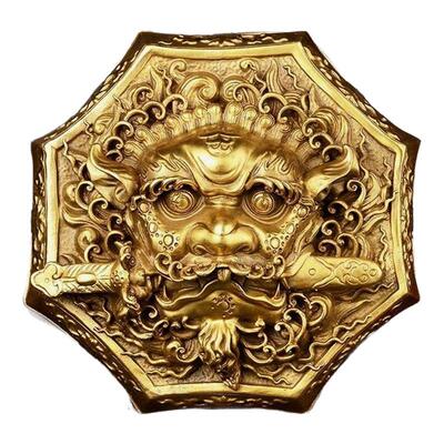 纯铜八卦狮咬剑对门狮子牌