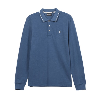 MCS纯色POLO领商务休闲长袖T恤男