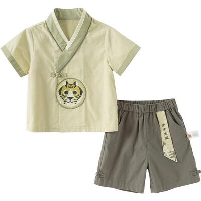 戴维贝拉男童五分裤套装宝宝国风汉服两件套夏装新款儿童衣服