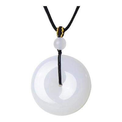 凤飞凰和田玉羊脂白玉平安扣吊坠