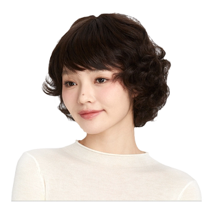 瑞贝卡假发女短卷发全真人发丝纹理烫蓬松蛋卷时尚微卷发整顶头套