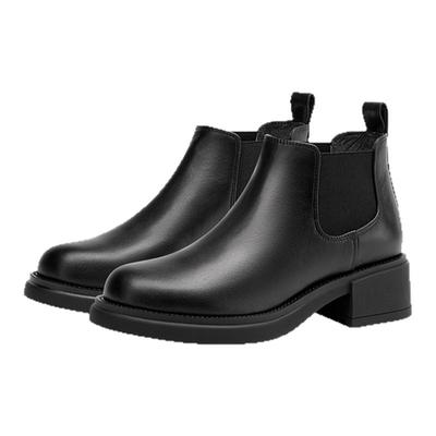 接吻猫切尔西靴简约粗跟