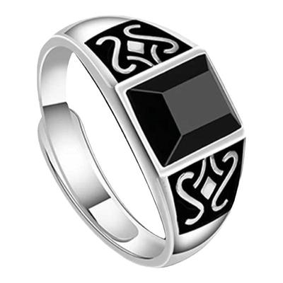 祥云黑曜石戒指S925银