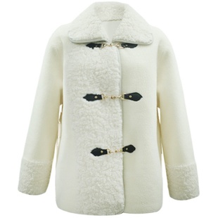 Even Vintage | 皮毛一体 毛感拼接皮袢金属扣原创设计羊羔毛外套