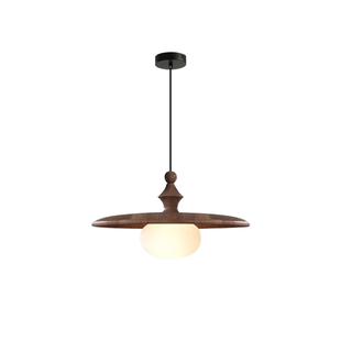 法式中古风餐厅灯新中式复古胡桃木色过道阳台吧台茶室书桌小吊灯