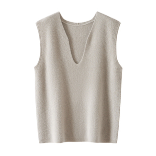 2025秋冬新款法式复古100%纯山羊绒V领针织马甲背心女春秋高级感