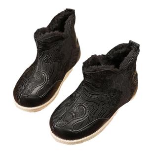 男童汉服鞋冬季加绒老北京儿童布鞋民族古装古风儿童手工棉鞋靴子