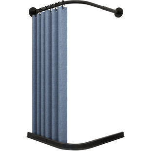 浴帘套装免打孔弧形杆防水布加厚浴室L型卫生间淋浴隔断帘淋浴房