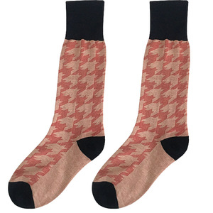 阿希哥同款千鸟格网红粉灰色袜子