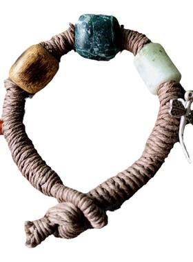 翡翠沉香纯银玛瑙麻绳多宝