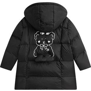 2025冬季新款女童加厚羽绒服外套中长款90白鸭绒中大儿童装羽绒服