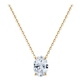 【合成/培育】VRAI极简爪镶椭圆项链18k金锁骨链钻石真钻2克拉