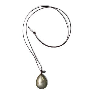 Pyrite黄铁矿水滴吊坠棕色皮绳项链 中性 情侣lotus mann