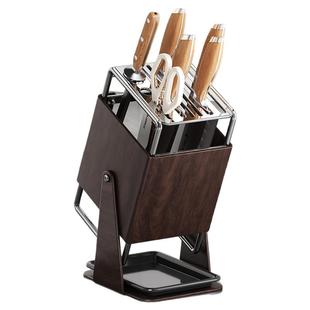 日本旋转刀架厨房不锈钢置物架台面多功能筷子收纳2025新款菜刀座