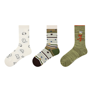 Renaissance秋季新款袜子女少女插画风卡通动漫堆堆袜个性中筒袜