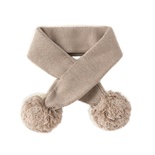 babylove宝宝围脖秋冬交叉式保暖山羊绒围巾护颈百搭婴儿针织脖套