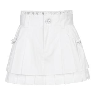 lefame拉飞姆时尚百搭白色休闲A摆半裙百褶短裙女