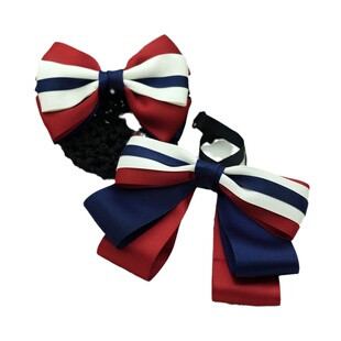 经典中农工商银行领结头花套装护士工作服红蓝领花带钻细发网兜