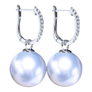 大证GUIID吉尔德澳白耳环冷光维纳斯海水珍珠耳扣U型18K金钻石