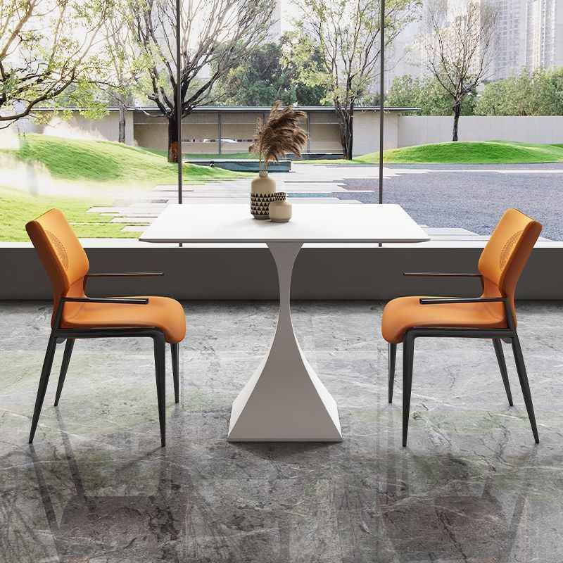 岩板餐桌正方形家用小户型组合桌椅简约阳台洽谈方桌现代