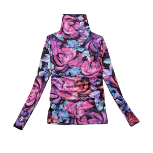 欧洲站2025秋冬装新款高领网纱打底衫长袖t恤女修身上衣时尚体恤